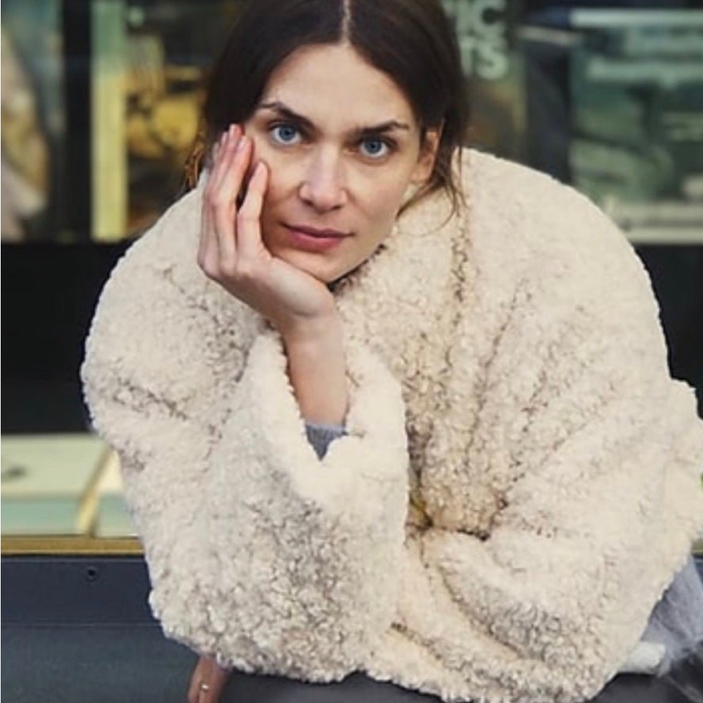 Zara NWT Women's Cream Teddy Coat Sherpa Jacket Bomber XS sold out - Picture 5 of 9